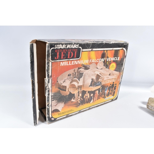 12 - THREE BOXED STAR WARS RETURN OF THE JEDI VEHICLES, to include a Palitoy Scout Walker with some paper... 