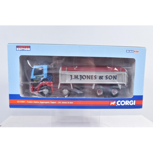 2 - FIVE BOXED 1:50 SCALE CORGI HAULAGE CABS AND TRUCKS, the first a Stan Robinson ERF ECS Tractor Unit,... 