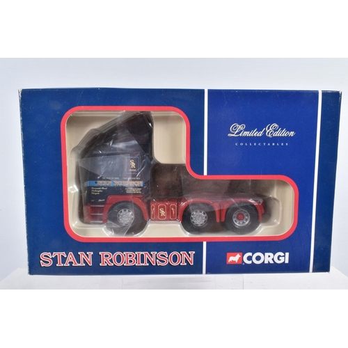 2 - FIVE BOXED 1:50 SCALE CORGI HAULAGE CABS AND TRUCKS, the first a Stan Robinson ERF ECS Tractor Unit,... 