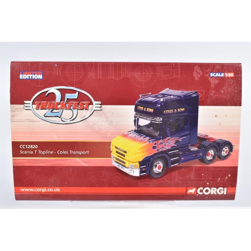 2 - FIVE BOXED 1:50 SCALE CORGI HAULAGE CABS AND TRUCKS, the first a Stan Robinson ERF ECS Tractor Unit,... 