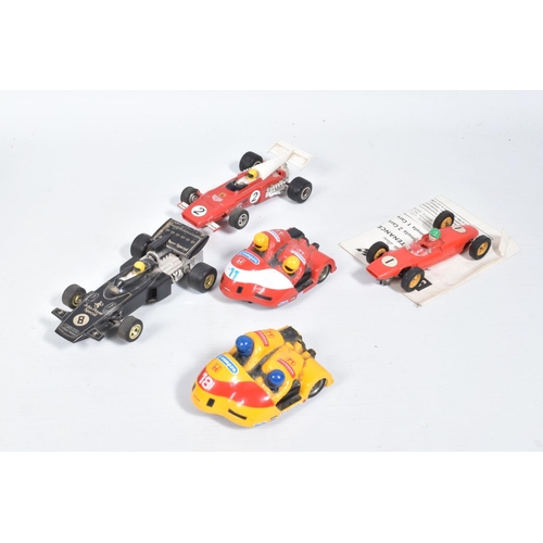 24 - A QUANTITY OF BOXED AND UNBOXED SCALEXTRIC CARS AND MOTORBIKES, boxed McLaren Mercedes MP4/10, RN10 ... 