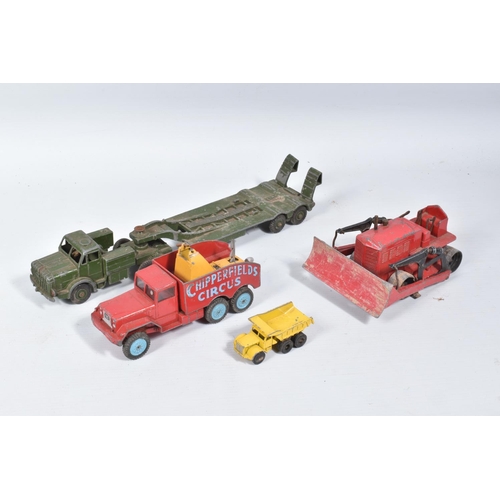 26 - A QUANTITY OF UN BOXED AND ASSORTED PLAYWORN DIECAST VEHICLES, to include Spot-On A.E.C. Mammoth Maj... 