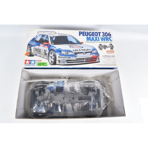 27 - A BOXED TAMIYA PEUGEOT 306 MAXI WRC 1:10 SCALE R/C FWD RACING CAR, FF02, item 58224 9800, outer box ... 