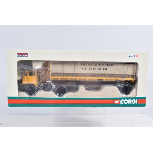 3 - SEVEN BOXED 1:50 SCALE CORGI HAULAGE MODELS, the first a limited edition Road Transport Heritage sil... 