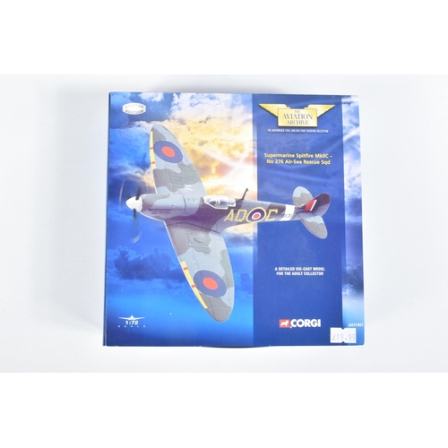 37 - FIVE BOXED CORGI AVIATION ARCHIVE 1/72 SCALE LIMITED EDITION SUPERMARINE SPITFIRE AND HAWKER HURRICA... 