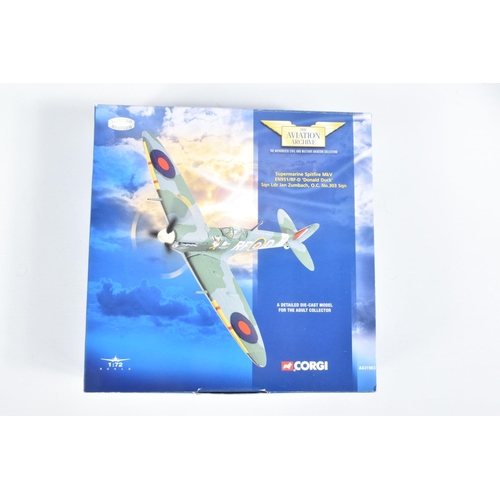 37 - FIVE BOXED CORGI AVIATION ARCHIVE 1/72 SCALE LIMITED EDITION SUPERMARINE SPITFIRE AND HAWKER HURRICA... 