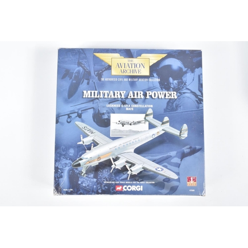 39 - FOUR BOXED CORGI CLASSICS AVIATION ARCHIVE 1/144 SCALE MILITARY AIR POWER MODELS, Lockheed C-121A Co... 