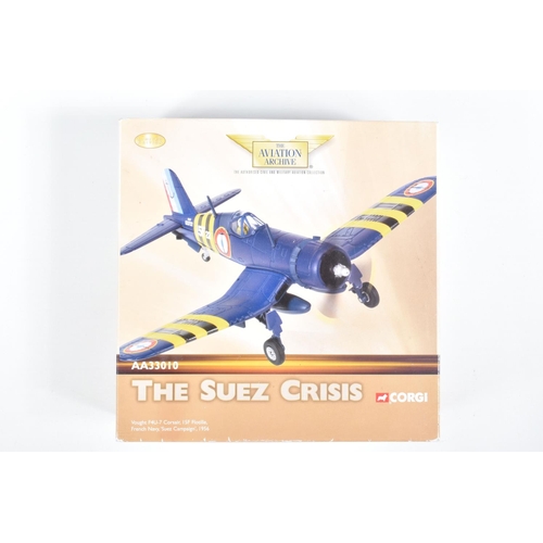 41 - TWO BOXED CORGI CLASSICS AVIATION ARCHIVE 1/72 SCALE THE SUEZ CRISIS MODELS, limited edition Vought ... 