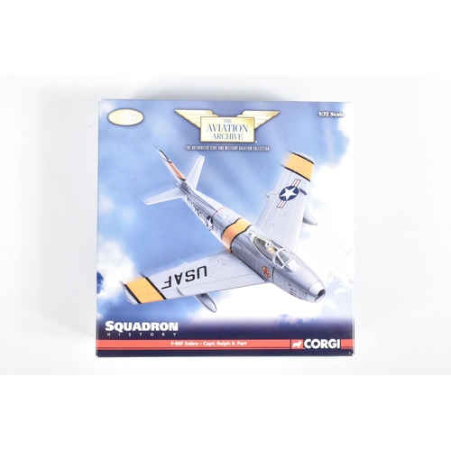 44 - FOUR BOXED LIMITED EDITION 1:72 SCALE CORGI AVIATION ARCHIVE DIECAST MODEL AIRCRAFTS, the first a F-... 