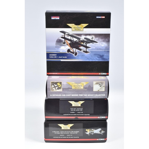 45 - FOUR BOXED LIMITED EDITION CORGI AVIATION ARCHIVE DIECAST MODEL AIRCRAFTS, the first is a 1:72 scale... 