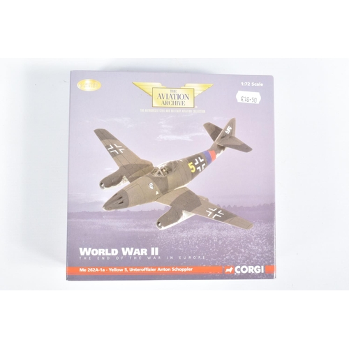 45 - FOUR BOXED LIMITED EDITION CORGI AVIATION ARCHIVE DIECAST MODEL AIRCRAFTS, the first is a 1:72 scale... 