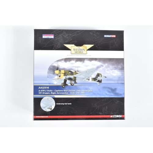 45 - FOUR BOXED LIMITED EDITION CORGI AVIATION ARCHIVE DIECAST MODEL AIRCRAFTS, the first is a 1:72 scale... 