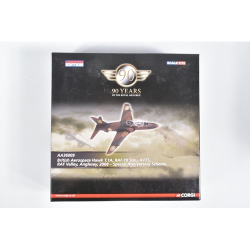 47 - FOUR BOXED 1:72 SCALE CORGI AVIATION ARCHIVE DIECAST MODEL AIRCRAFTS, the first a RAF Trainers Briti... 