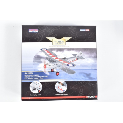 48 - FOUR BOXED LIMITED EDITION CORGI AVIATION ARCHIVE DIECAST MODEL AIRCRAFTS, the first is a 1:72 scale... 