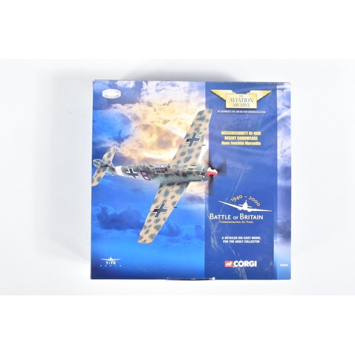 51 - FOUR BOXED 1:72 SCALE CORGI AVIATION ARCHIVE DIECAST MODEL AIRCRAFTS, the first a Gloster Sea Gladia... 