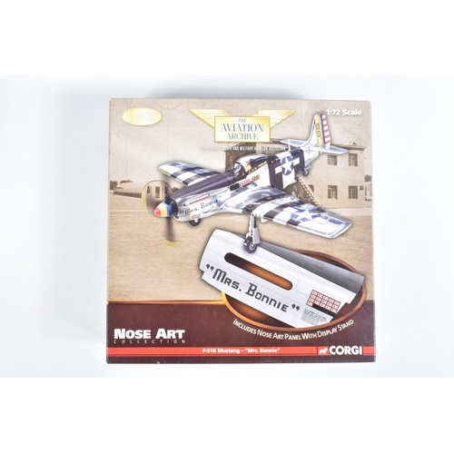 52 - THREE BOXED 1:72 SCALE CORGI AVIATION ARCHIVE DIECAST MODEL AIRCRAFTS, the first a N.A P-51D Mustang... 