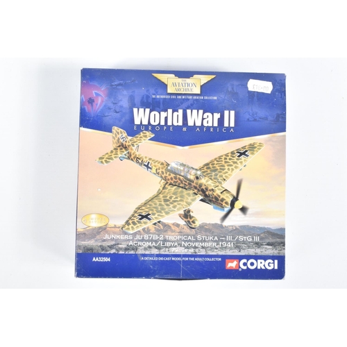 54 - FIVE BOXED 1:72 SCALE CORGI WORLD WAR II EUROPE AND AFRICA AVIATION ARCHIVE DIECAST MODEL AIRCRAFTS,... 