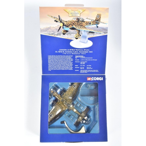 54 - FIVE BOXED 1:72 SCALE CORGI WORLD WAR II EUROPE AND AFRICA AVIATION ARCHIVE DIECAST MODEL AIRCRAFTS,... 