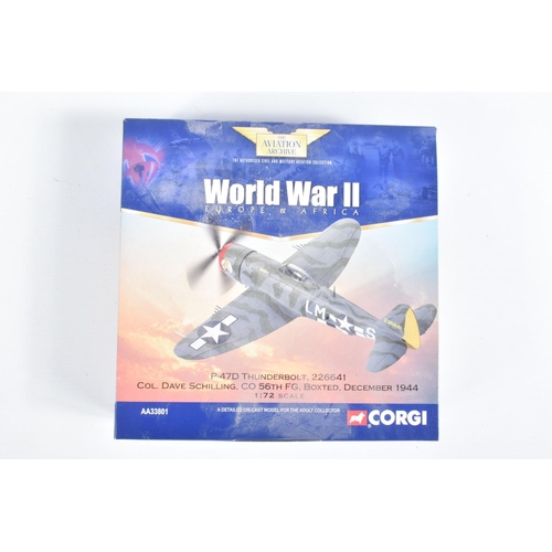 54 - FIVE BOXED 1:72 SCALE CORGI WORLD WAR II EUROPE AND AFRICA AVIATION ARCHIVE DIECAST MODEL AIRCRAFTS,... 