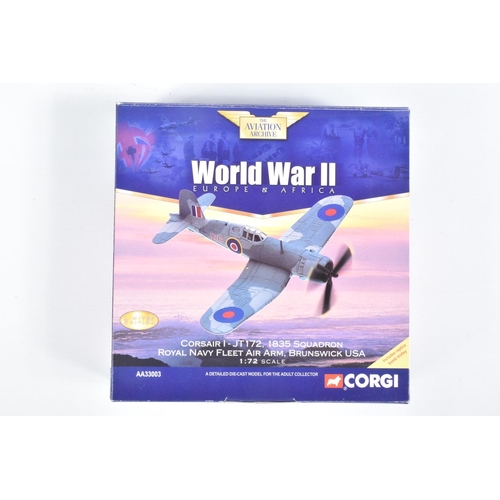 56 - FIVE BOXED 1:72 SCALE LIMITED EDITION CORGI AVIATION ARCHIVE DIECAST MODEL AIRCRAFTS, the first a DH... 