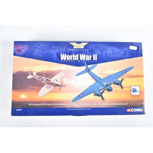 56 - FIVE BOXED 1:72 SCALE LIMITED EDITION CORGI AVIATION ARCHIVE DIECAST MODEL AIRCRAFTS, the first a DH... 