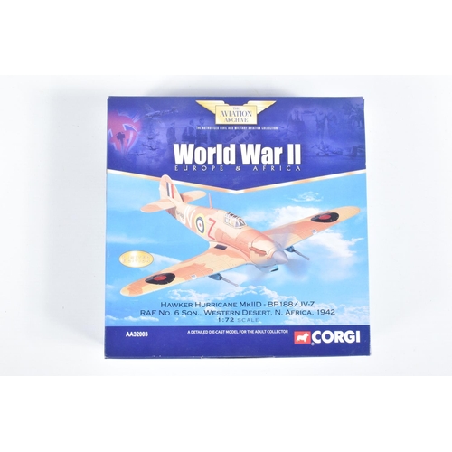 56 - FIVE BOXED 1:72 SCALE LIMITED EDITION CORGI AVIATION ARCHIVE DIECAST MODEL AIRCRAFTS, the first a DH... 