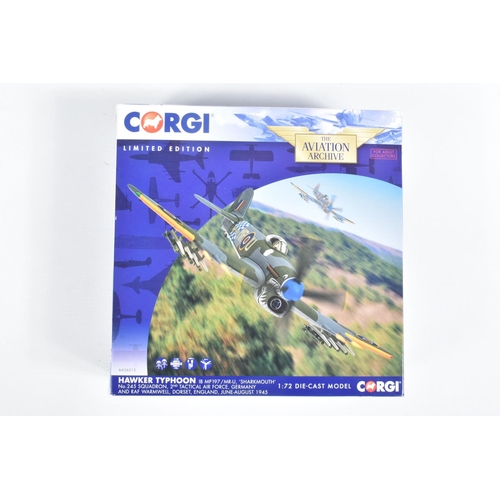 57 - THREE BOXED 1:72 SCALE CORGI AVIATION ARCHIVE DIECAST MODEL AIRCRAFTS, the first a Corgi Predators o... 