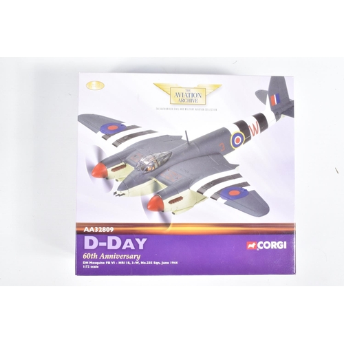 60 - FIVE BOXED 1:72 SCALE CORGI AVIATION ARCHIVE DIECAST MODEL AIRCRAFTS, the first a World War II Hawke... 