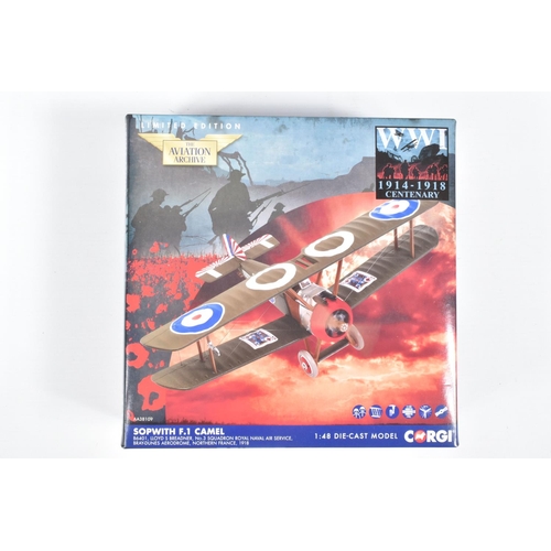 61 - FOUR BOXED LIMITED EDITION CORGI AVIATION ARCHIVE DIECAST MODEL AIRCRAFTS, the first is a 1:72 scale... 