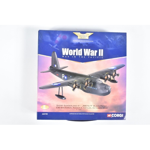 62 - FIVE BOXED CORGI AVIATION ARCHIVE DIECAST MODEL AIRCRAFTS, the first a 1:72 scale Corsair IV, number... 