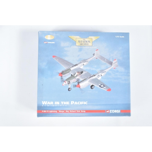 62 - FIVE BOXED CORGI AVIATION ARCHIVE DIECAST MODEL AIRCRAFTS, the first a 1:72 scale Corsair IV, number... 