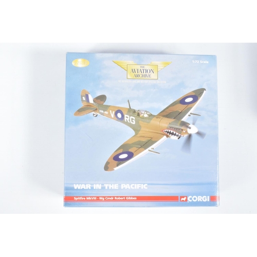 62 - FIVE BOXED CORGI AVIATION ARCHIVE DIECAST MODEL AIRCRAFTS, the first a 1:72 scale Corsair IV, number... 