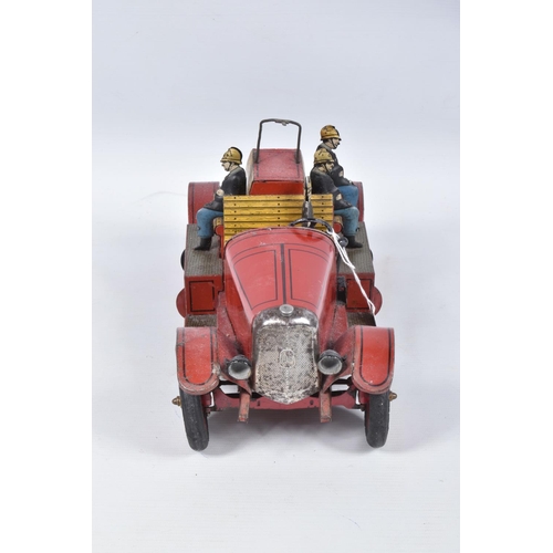 63 - A JEP TINPLATE DELAHAYE FIRE TRUCK, No.7390, 1920's French, with detachable extending ladder to rear... 