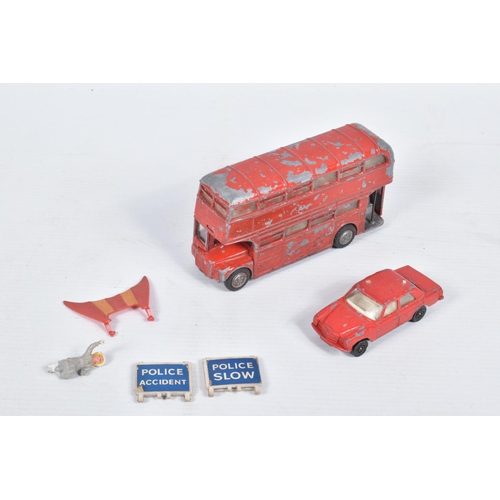 64 - A QUANTITY OF UNBOXED AND ASSORTED PLAYWORN DIECAST VEHICLES, to include Dinky Toys Shado 2 Mobile, ... 