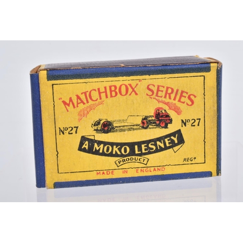 70 - A BOXED MOKO LESNEY MATCHBOX SERIES BEDFORD  ARTICULATED LOW LOADER, No.27, earlier small er version... 