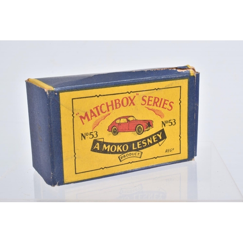 72 - FOUR BOXED MOKO LESNEY MATCHBOX SERIES BRITISH SPORTS, RACING AND LUXURY CAR MODELS, Jaguar D Type, ... 