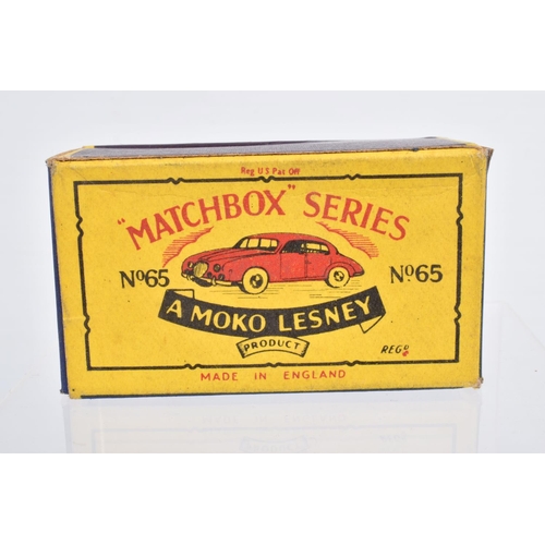 72 - FOUR BOXED MOKO LESNEY MATCHBOX SERIES BRITISH SPORTS, RACING AND LUXURY CAR MODELS, Jaguar D Type, ... 