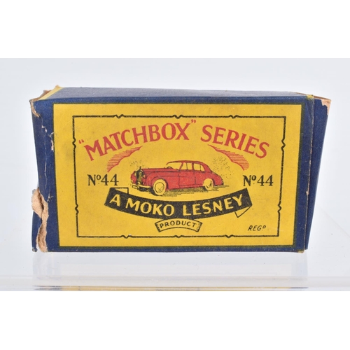 72 - FOUR BOXED MOKO LESNEY MATCHBOX SERIES BRITISH SPORTS, RACING AND LUXURY CAR MODELS, Jaguar D Type, ... 