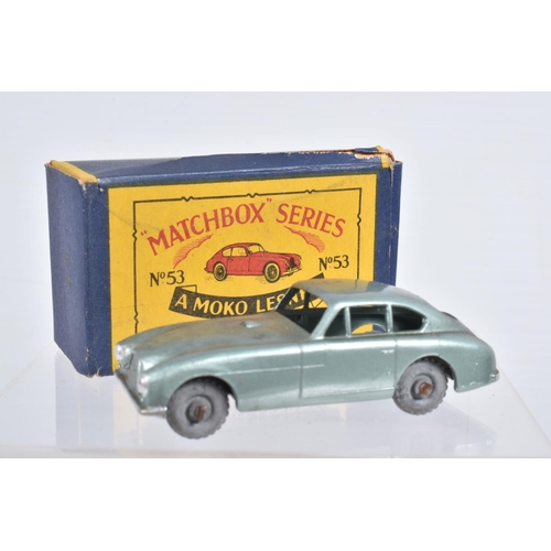 72 - FOUR BOXED MOKO LESNEY MATCHBOX SERIES BRITISH SPORTS, RACING AND LUXURY CAR MODELS, Jaguar D Type, ... 