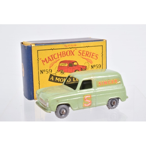 74 - FIVE BOXED MOKO LESNEY MATCHBOX SERIES VAN MODELS, Volkswagen Van, No.34, metal wheels, Bedford CA '... 