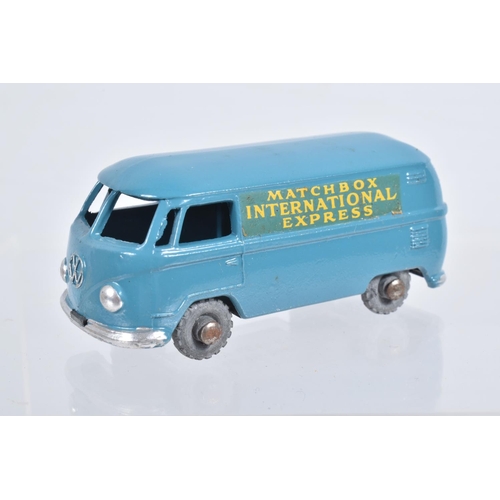 74 - FIVE BOXED MOKO LESNEY MATCHBOX SERIES VAN MODELS, Volkswagen Van, No.34, metal wheels, Bedford CA '... 