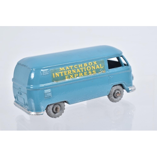 74 - FIVE BOXED MOKO LESNEY MATCHBOX SERIES VAN MODELS, Volkswagen Van, No.34, metal wheels, Bedford CA '... 