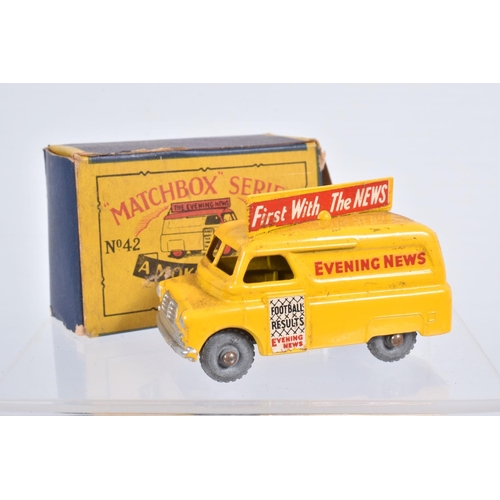 74 - FIVE BOXED MOKO LESNEY MATCHBOX SERIES VAN MODELS, Volkswagen Van, No.34, metal wheels, Bedford CA '... 