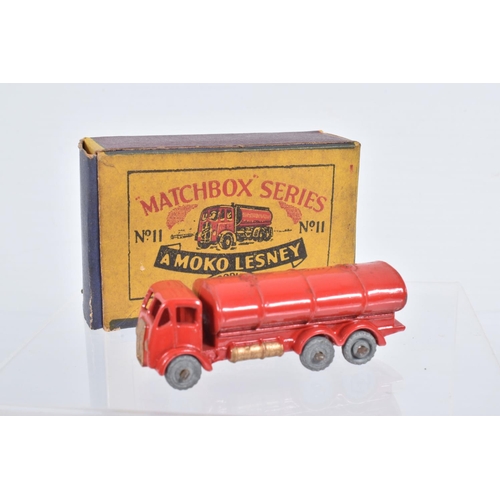 79 - SEVEN BOXED MOKO LESNEY MATCHBOX SERIES LORRY AND TRUCK MODELS, E.R.F. Road Tanker 'Esso', No.11, re... 