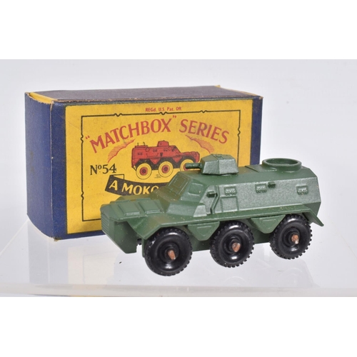 80 - SEVEN BOXED MOKO LESNEY MATCHBOX SERIES MILITARY VEHICLES, Saracen Personnel Carrier, No.54, D.U.K.W... 