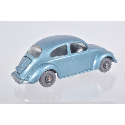 82 - SIX BOXED MOKO LESNEY MATCHBOX SERIES CAR MODELS,  Ford Anglia, No.7, grey plastic wheels, Volkswage... 