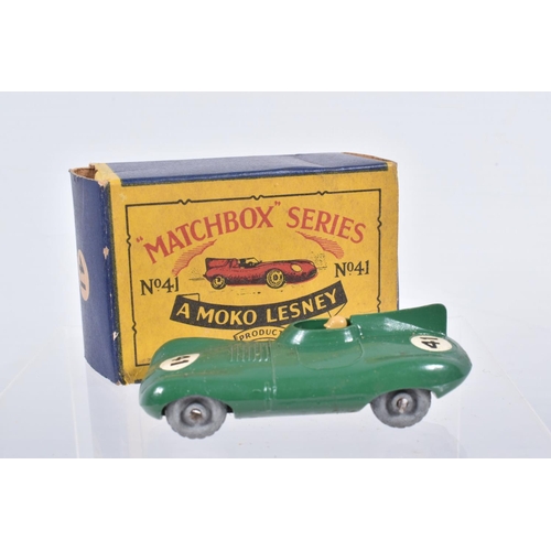 82 - SIX BOXED MOKO LESNEY MATCHBOX SERIES CAR MODELS,  Ford Anglia, No.7, grey plastic wheels, Volkswage... 