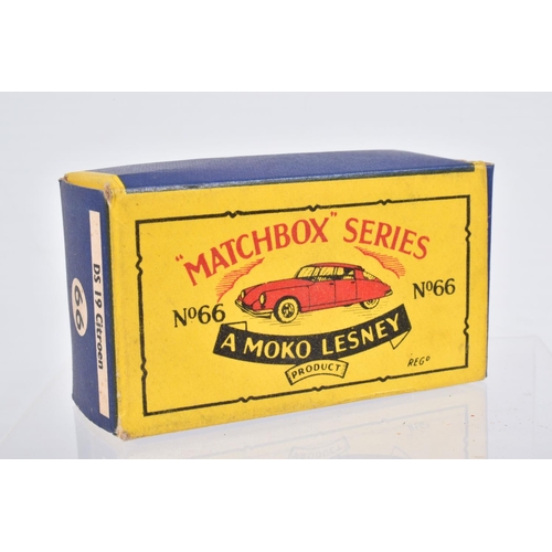 82 - SIX BOXED MOKO LESNEY MATCHBOX SERIES CAR MODELS,  Ford Anglia, No.7, grey plastic wheels, Volkswage... 