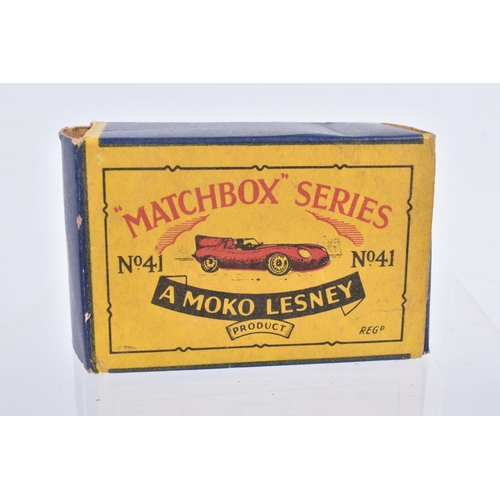 82 - SIX BOXED MOKO LESNEY MATCHBOX SERIES CAR MODELS,  Ford Anglia, No.7, grey plastic wheels, Volkswage... 