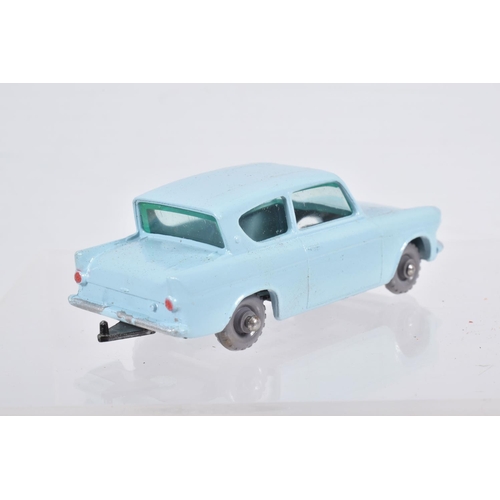 82 - SIX BOXED MOKO LESNEY MATCHBOX SERIES CAR MODELS,  Ford Anglia, No.7, grey plastic wheels, Volkswage... 